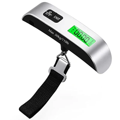 Abbildung von Blendura Kofferwaage, Gepäckwaage Tragbare Digitale Travel mit Temperatursensor, Hängewaage Tara Funktion Praktisch für Reisen Freien bis 50KG Silver