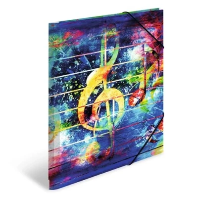 Abbildung von HERMA 19835 Sammelmappe DIN A4 ArtLine Music, 3er Set, stabiler Kunststoff, Ordnungsmappe mit bedruckten Innenklappen und Gummizug, Dokumentenmappe für Kinder, Jungen Mädchen