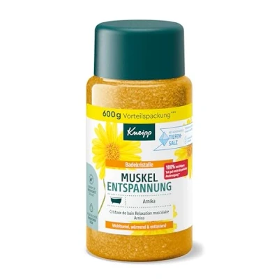 Abbildung von Kneipp Badekristalle Muskel Entspannung Vorratspackung mit naturreinem Tiefensalz der Saline Luisenhall &amp; Extrakt Arnika ätherischen Ölen aus Cabreuva, Rosmarin Pinus Arten 600g
