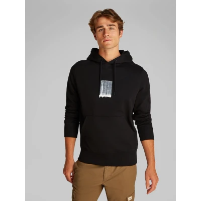 Abbildung von Calvin Klein Jeans Brush Stroke Graphic Hoodie Sweatshirt, Herren, Größe: Small, Black