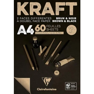 Abbildung von Clairefontaine 975818C Block Kraftpapier (60 Blatt, DIN A4, 21 x 29,7cm, 90g) 1 Stück, braun