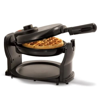 Abbildung von BELLA Klassisches Rotierendes Belgisches Waffeleisen mit Antihaftplatten, Abnehmbarer Tropfschale, Einstellbarer Bräunungskontrolle und Cool Touch Griffen, Schwarz, 100 Watt