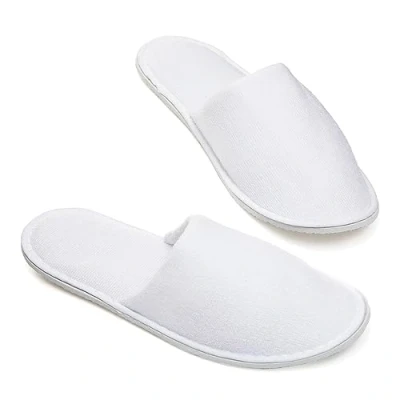 Abbildung von NATURECA 10 Paar Hotelslipper, Gästehausschuhe set, Frottierslipper, Pantoffeln Herren und Damen Hausschuhe Universalgröße, Einweg Hochzeit weiß