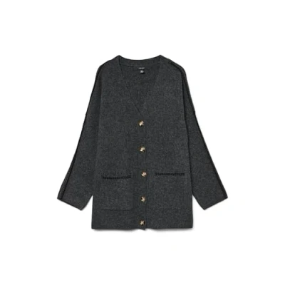 Abbildung von Vero Moda Vmzora V NECK Cardigan Strickjacke, Damen, Größe: XS, Asphalt/black stitch