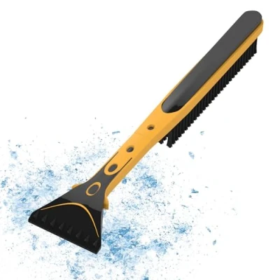 Abbildung von AUPROTEC Auto Schneebesen mit Eiskratzer 2in1 Abnehmbarer Scheibenkratzer, aus robustem ABS, Schwarz Gelb
