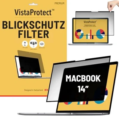 Abbildung von VistaProtect Premium Blickschutzfilter &amp; Anti Blaulicht Filter. Magnetische Displayschutzfolie für Apple MacBook Pro 14 (M1/M3 2021+)