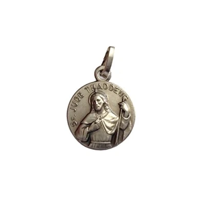 Abbildung von Medaille des heiligen Judas Thaddäus Sterling Silber 925 Schutzpatron unmöglicher Fälle (St. in halber Länge)