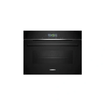 Abbildung von Siemens CB734G1B1, iQ700 Smarter Einbau Kompaktbackofen, 60 x 45 cm, Made in Germany, Schwarz, ecoClean &amp; humidClean Selbstreinigung, Air Fry, Automatikprogramme, Farbiger Touchscreen