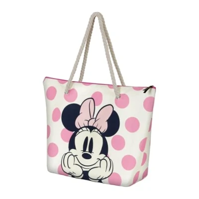 Abbildung von Disney Minnie Maus Dots Soleil Strandtasche, Rosa, 52 x 37 cm