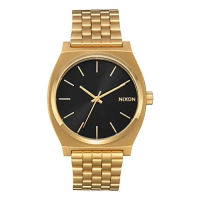 Abbildung von Nixon Time Teller Herrenuhr Analog Quarz mit Edelstahl Armband All Gold / Schwarz Sunray