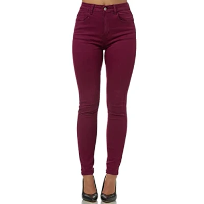 Abbildung von Elara Super High Waist Damen Hose Chunkyrayan EL12 10 Rot 36 (S)