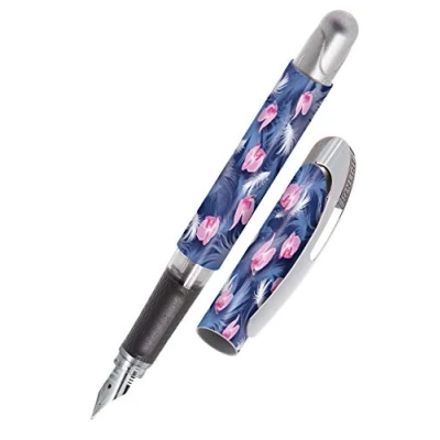 Abbildung von Online Füller College Floating, Tinten für Rechtshänder, ergonomisches Griffstück, hochwertige Iridium Feder medium, Standard Tintenpatronen, inkl. Kombipatrone blau, Allergiker geeignet