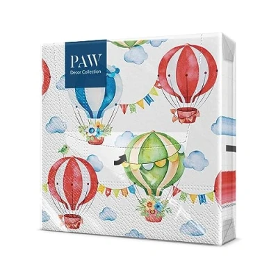 Abbildung von PAW Servietten 3 lagig (33 x 33 cm) I 20 Stück Perfekt für Kindergeburtstage, Partys, Kommunion und Feiern Papierservietten Bunt mit Party Motiv Luftballons, Party, Lovely Circus