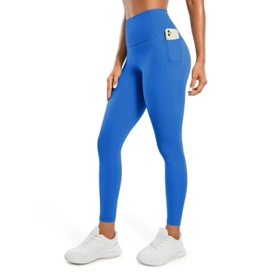 Abbildung von CRZ Yoga Butterluxe Damen High Waist Sport Leggings Blickdicht Soft Hosen Gym Workout Leggins mit Taschen 71cm Funkelndes Blau 40