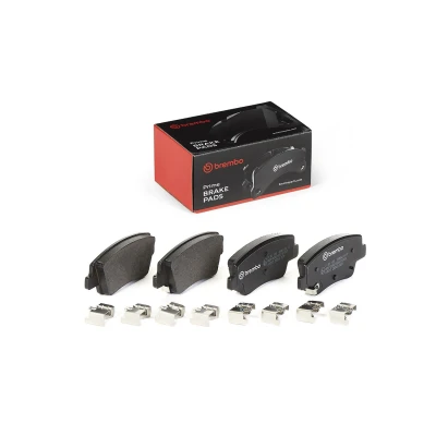 Abbildung von BREMBO P 30 153 Bremsbelagsatz mit akustischer Verschleißwarnung Anti Quietsch Blech, Kolbenclip HYUNDAI: Staria Minibus, Ioniq 5, KIA: EV6