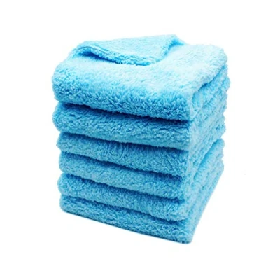 Abbildung von Kingsheep 6er Set Premium Flausch Randlos Mikrofasertücher, ultraweich für perfekte Lackpflege, anthrazit, 40 x cm, 450GSM (Blau)
