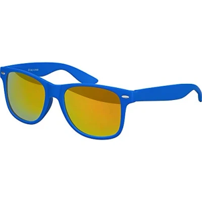Abbildung von Balinco Sonnenbrille UV400 CAT 3 CE Rubber mit Federscharnier für Damen &amp; Herren (blau rot/orange verspiegelt)
