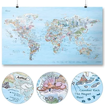 Abbildung von Tauch Weltkarte AWESOME MAPS Entdecke die 300 spektakulärsten Spots zum Tauchen 97,5 x 56cm Poster (Dive Map)