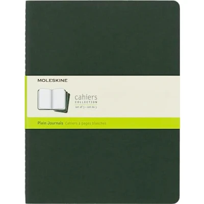 Abbildung von Moleskine Cahier Journal (3er Set Notizbücher mit blanko Seiten, Kartoneinband und Baumwollstickerei, Extra Large 19 x 25 cm, 120 Seiten), myrten grün