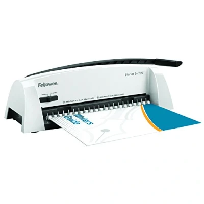 Abbildung von Fellowes Plastikbindegerät Starlet+ für Zuhause und das Home Office, Bindekapazität 120 Blatt, Stanzleistung 12 langer Stanzhebel, max. 16mm Binderücken