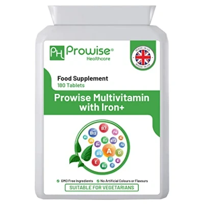 Abbildung von Multivitamin &amp; Eisen 180 Tabletten (6 Monate Dosis) Immununterstützung One A Day Multivitaminpräparat UK Hergestellt GMP Standards von Prowise Healthcare Geeignet für Vegetarier