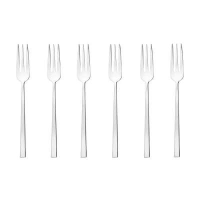Abbildung von Sambonet 52562A55 Gabeln, Dessertgabel Set, Kuchengabeln, Kuchengabel Set aus Edelstahl 18/10, 6 Teilig, Spülmaschinenfest, Silber / Schwarz