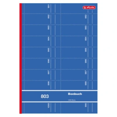 Abbildung von Herlitz 892612 Bonbuch 803, A4, rosa, blau, gelb, grün oder rot, 2x50 Blatt, 1000 Bons farbig sortiert