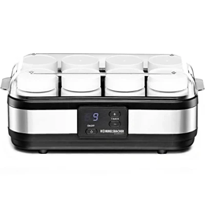 Abbildung von ROMMELSBACHER Joghurtbereiter JG 40 für bis zu 1200 g Joghurt, LCD Display, 18 Stunden Zeitschaltuhr, automatische Abschaltung, elektronische Temperaturregelung, 8 Portionsgläser à 150 ml, Watt