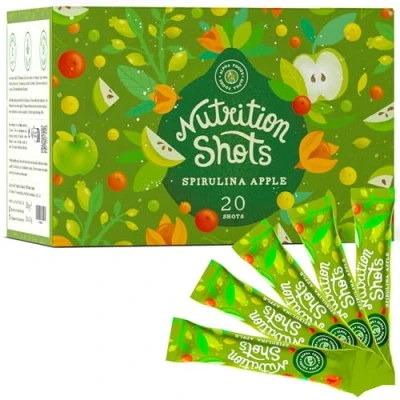 Abbildung von Nutrition Shot Spirulina &amp; Apfel Getränkepulver mit Vitamin C Immunsystem Booster Natürlich die Abwehrkräfte stärken 20 Shots pro Box