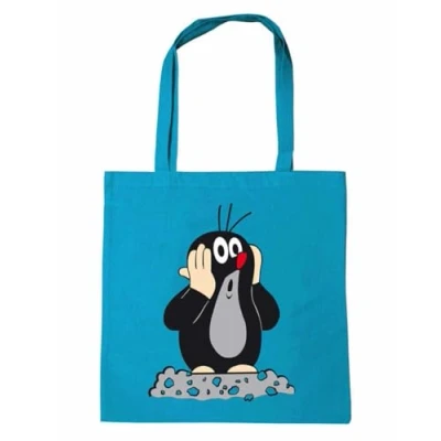 Abbildung von Logoshirt® Der kleine Maulwurf I Oh wiederverwendbare Tasche Stofftasche Baumwolltasche bedruckt 100% Baumwolle mit langen Tragegriffen türkis lizenziertes Originaldesign