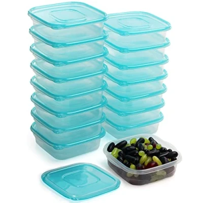 Abbildung von FRESHLY CONTAINED Frischhaltedosen mit Deckel Kunststoff Quadratisch (16 Stk) 710 ml Mehrweg Plastikbehälter BPA Frei Für Einfrieren/Mikrowellen/Spülmaschine Brotdosen Set Luftdicht