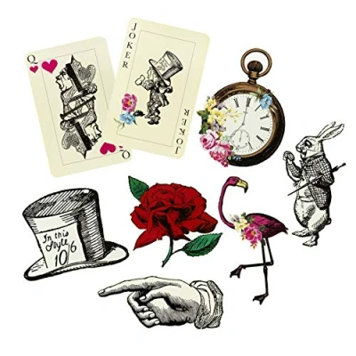 Abbildung von Talking Tables Lot of 8 Ensembles pour Fêtes sur le thème Alice au Pays des Merveilles, &quot;Tea Party&quot;, Anniversaire, Baby Shower, 33x30x0.2 cm