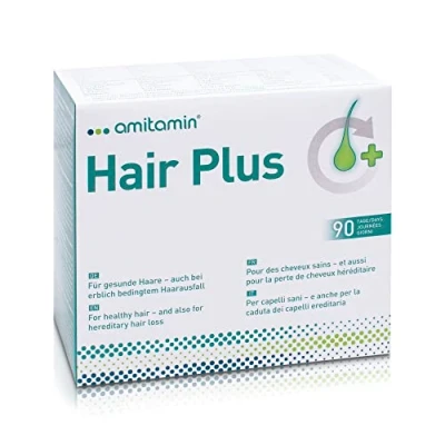 Abbildung von amitamin Hair Plus Haar Vitamine 180 Kapseln 3 Monate, auch bei erblichem Haarausfall, mit Biotin, Selen, Vitamin B1, B2, B6, B12, Hirse u. Traubenkernextrakt, A, C, E, vegan, deutsche Prod.