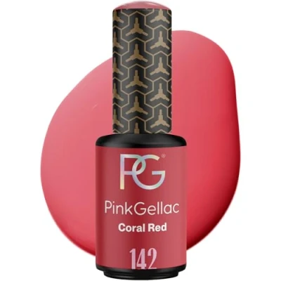Abbildung von Pink Gellac UV Nagellack 142 Coral Red 8 ml Shellac Rot Einfache Anwendung Gel Nail Polish für 14 Tage Salonqualität Made in Holland