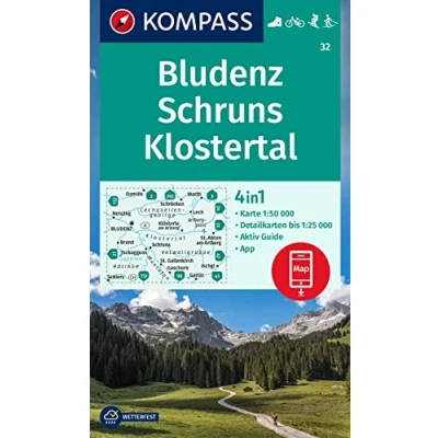 Abbildung von KOMPASS Wanderkarte 32 Bludenz Schruns 1:50.000: 4in1 Wanderkarte, mit Aktiv Guide und Detailkarten inklusive Karte zur offline Verwendung in der App. Fahrradfahren. Skitouren. Langlaufen.