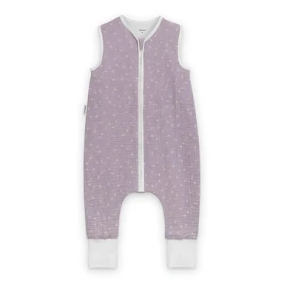 Abbildung von Ehrenkind® Baby Sommerschlafsack mit Füßen Musselin aus weicher OEKO TEX zertifizierter Bio Baumwolle Sommer Schlafsack 1 TOG Gr. 70 Farbe Flieder Gemustert