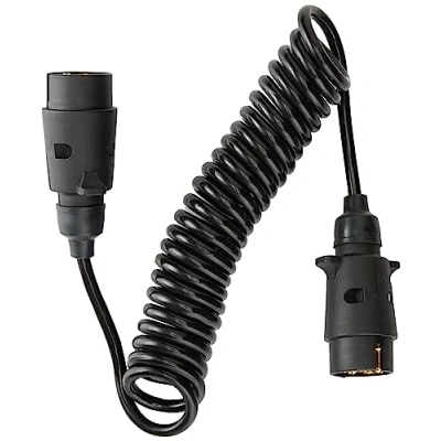 Abbildung von ProPlus 2259 343509 Spiralkabel 3 Meter mit 2X Steckern männlich 7 poliges Verbindungskabel