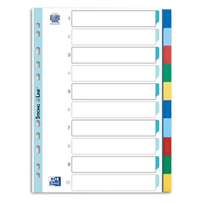 Abbildung von Oxford Kunststoff Register A4, Strong Line, blanko, 10 teilig, mit beschreibbarem Deckblatt