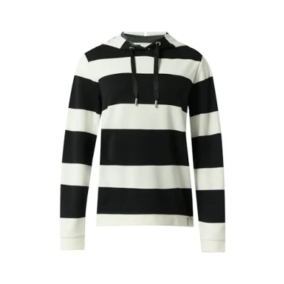 Abbildung von comma casual identity MIT Kapuze UND Blockstreifen Kapuzenpullover, Damen, Größe: 44, Schwarz