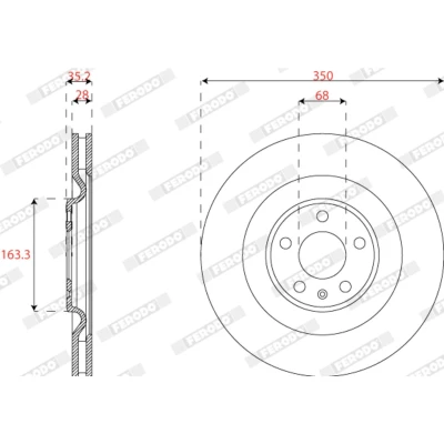 Abbildung von FERODO Bremsscheibe AUDI: A6 C8 Avant, Q7, A7 Sportback, VOLKSWAGEN: Touareg III 28mm 5 Belüftet beschichtet DDF2661C 4M0615601J,4M0615601P