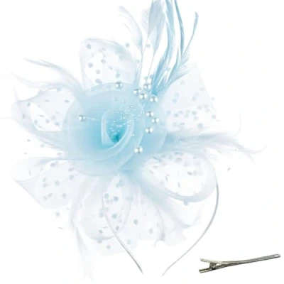 Abbildung von DRESHOW Fascinator Hüte für Damen Pillbox Hut mit Schleier Stirnband und Einer Gegabelten Clip Tea Party Kopfbedeckung