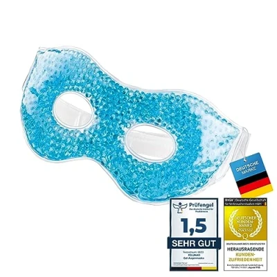 Abbildung von Feluna® Gel Augenmaske Entspannungsmaske Wellnessmaske für Kältetherapie Gelmaske Kühlmaske Sonnenbrand &amp; Allergien Kühlbrille bei Migräne und Kopfschmerzen (Augenmaske)