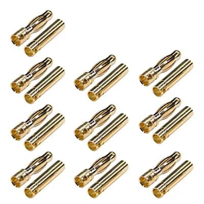 Abbildung von Boladge 10 Paar Vergoldete 4.0mm 4mm Bullet Männlich und Buchse Bananenstecker Rundstecker for RC Brushless Motor ESC