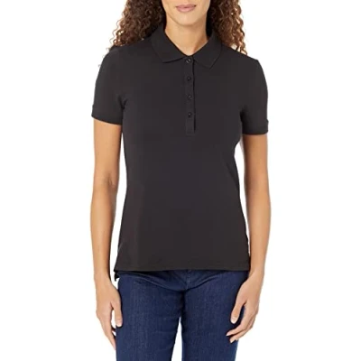 Abbildung von Amazon Essentials Damen Kurzärmeliges Poloshirt (Erhältlich In Übergröße), Schwarz, XXL