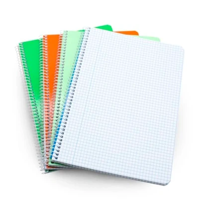 Abbildung von DOJA Barcelona Notizbuch A5 kariert Notizheft mit Softcover 4er Pack 210x148mm 80 Blätter 4x4 mm Farbige Notizbücher Ringbuch weicher Einband, Spiralblock, Zufällige Farben