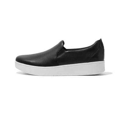 Abbildung von Fitflop Damen Rally Leather Slip On Skate Sneakers Sneaker, Black, 38 EU