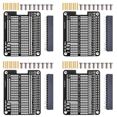 Abbildung von GeeekPi 4x Prototype Breakout DIY Breadboard PCB Shield Board Kit für Raspberry Pi 4 3 2 B+ A+ (Schwarz)