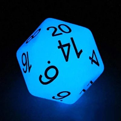 Abbildung von Bescon Jumbo Glowing D20 38MM, Big Size 20 Sides Dice Blue Glow In Dark, Faces Cube 1.5 inch
