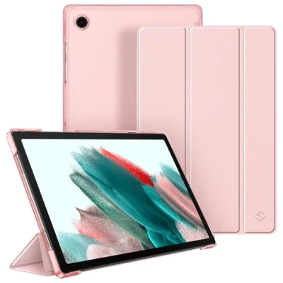 Abbildung von Fintie Hülle für Samsung Galaxy Tab A8 10.5 2022/2021, Ultradünn Schutzhülle mit Transparenter Rückseite Cover Auto Schlaf/Wach Zoll SM X200/X205/X207, Roségold