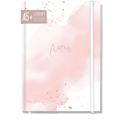 Abbildung von paper&amp;you® Notizbuch A5+ liniert mit Gummiband [Blush] 156 Seiten, 78 Blatt als Bullet Journal, Tagebuch, Notizheft nachhaltig &amp; klimafreundlich
